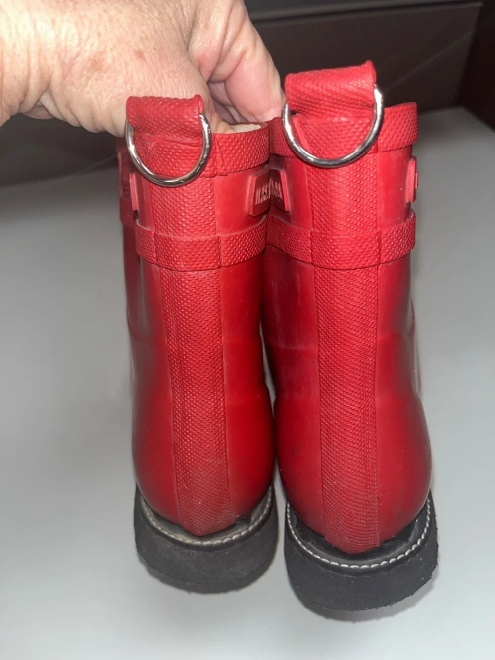 Ilse Jacobsen Hornbaek Red Lace-Up Rubber Rain Boots size 40